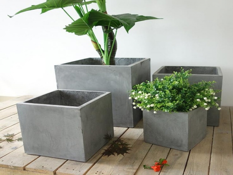 Pot bunga minimalis dari beton
